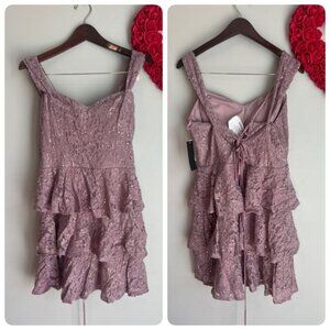 City Studios JUNIORS Sequined Short Cocktail Party Cold Shoulder Dress 15/16 in